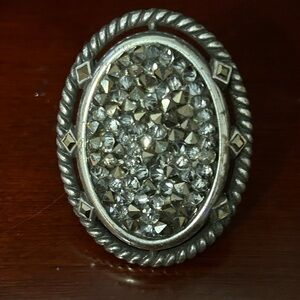Brighton Oval Marcasite Silver tone statement ring size 7